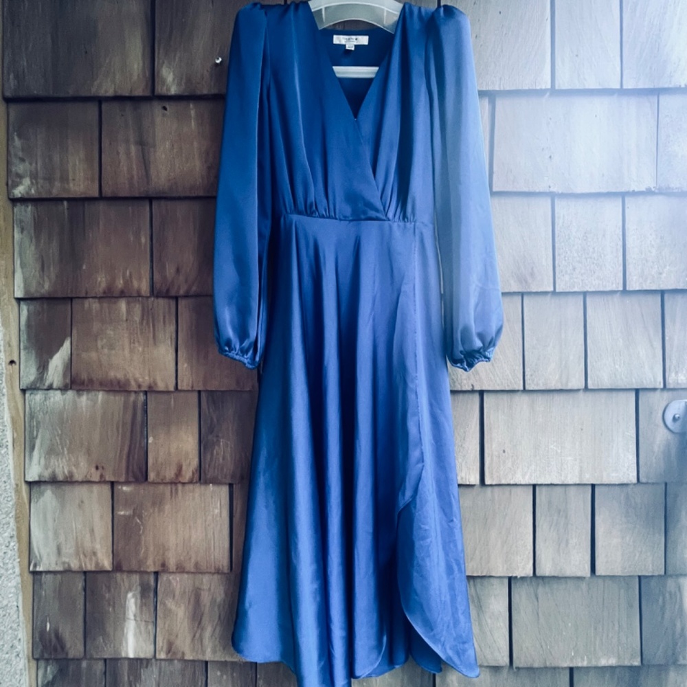 Ever New  🇦🇺 Blue Satin Wrap Dress - Picture 5 of 15